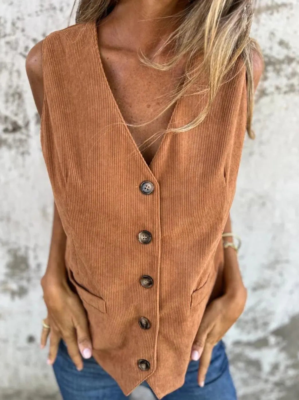 Casual Vest with Stylish Lines & Button Closure (Buy 2 Free Shipping)
