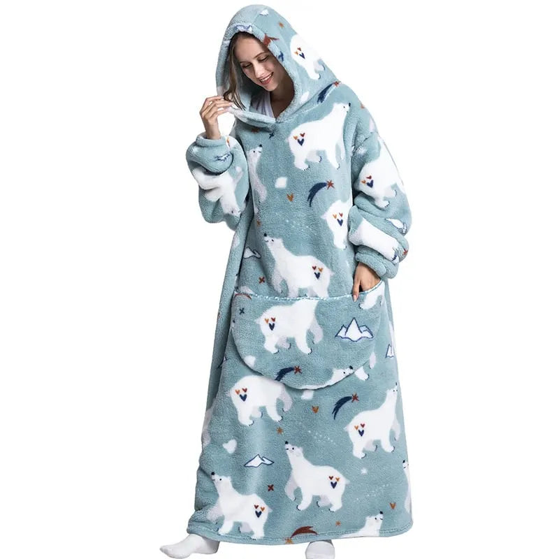 Cute Cartoon Print Hoodie Blanket
