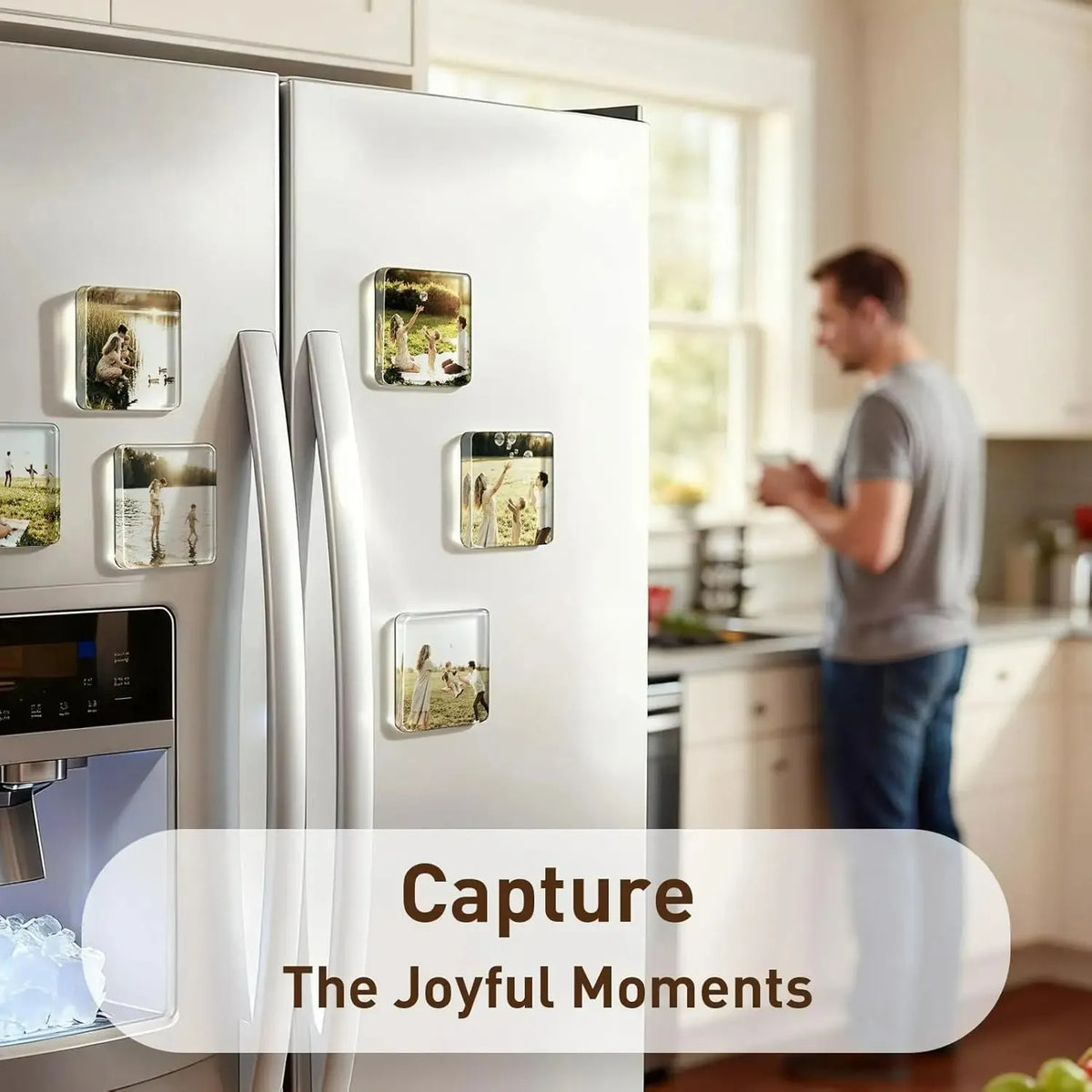 🎉10 Pack  2" x 2" Clear Acrylic DIY Fridge Magnet Set with Adhesive Backing – Square Magnetic Photo Frames with Stunning 3D Effect 💕