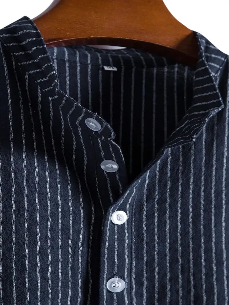 🔥Men's New Striped Linen Short Sleeve Shirt-BUY 2 FREE SHIPPING