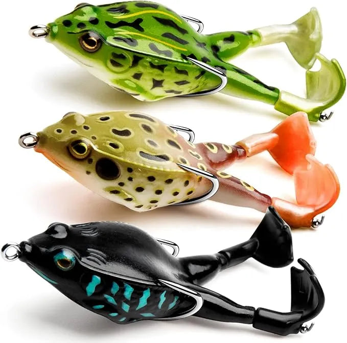 🎉🔥HOT SALE🔥🐸Frog Lure Bass Trout Realistic Prop with Weedless Hooks for Freshwater Saltwater