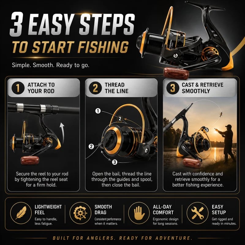 🎉CNC Alloy Spinning Reel – Smooth Cast, Interchangeable Handle