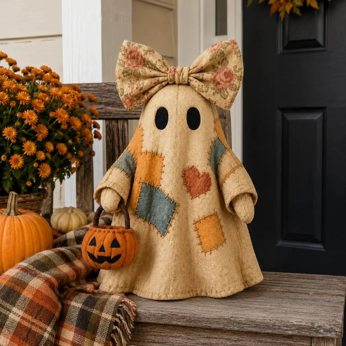 🎉👻Lighted Vintage Patchwork Ghost