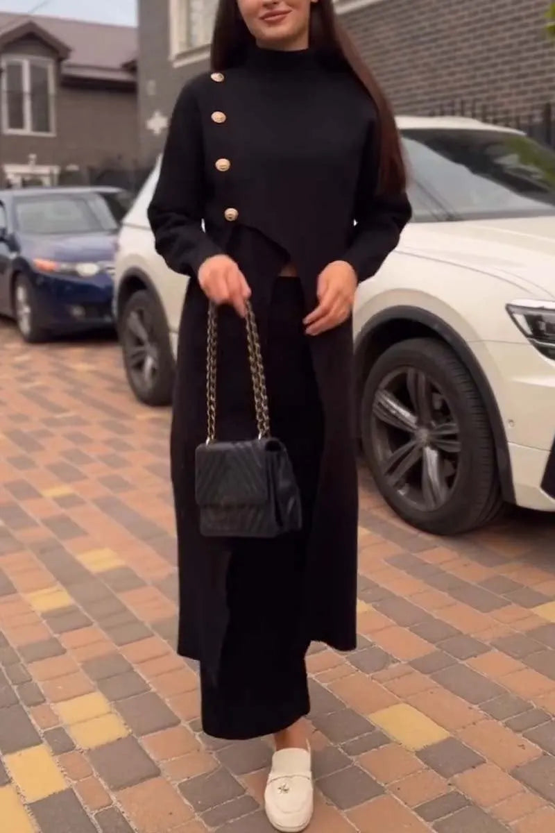 Women's Casual Slit Top and Pants Set