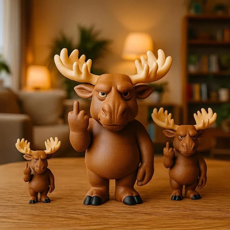 Middle Finger Moose Figurine