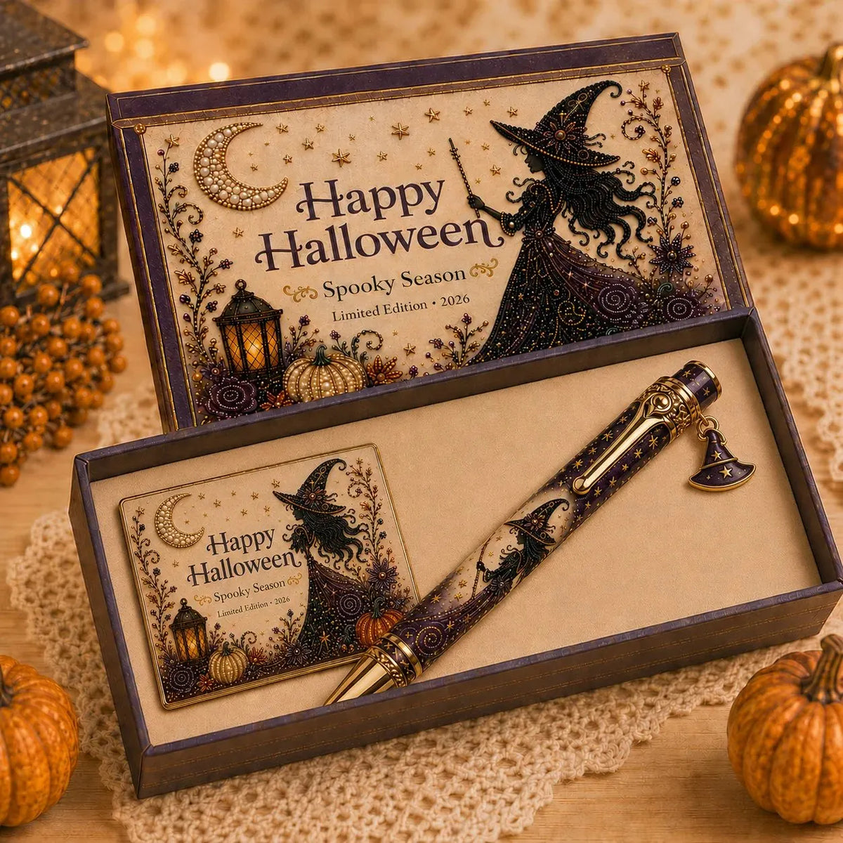🎃🔮 Halloween Spooky Pen Gift Set | Decorative Pen, Matching Keepsake Card & Coordinating Gift Box in 3 Limited-Edition Styles ✨