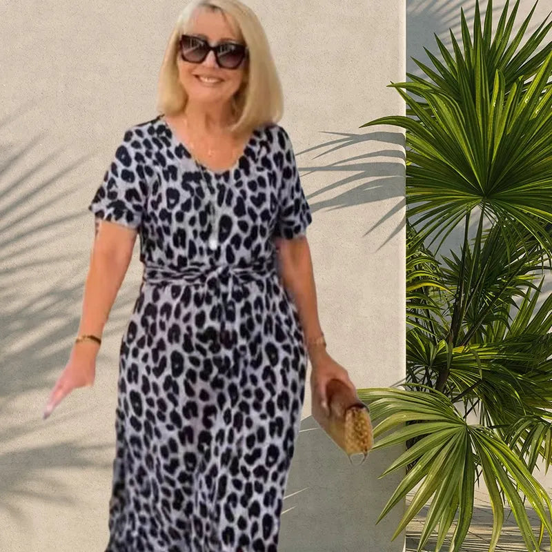 Bella Bamboo Tee Dress - Luxe Leopard