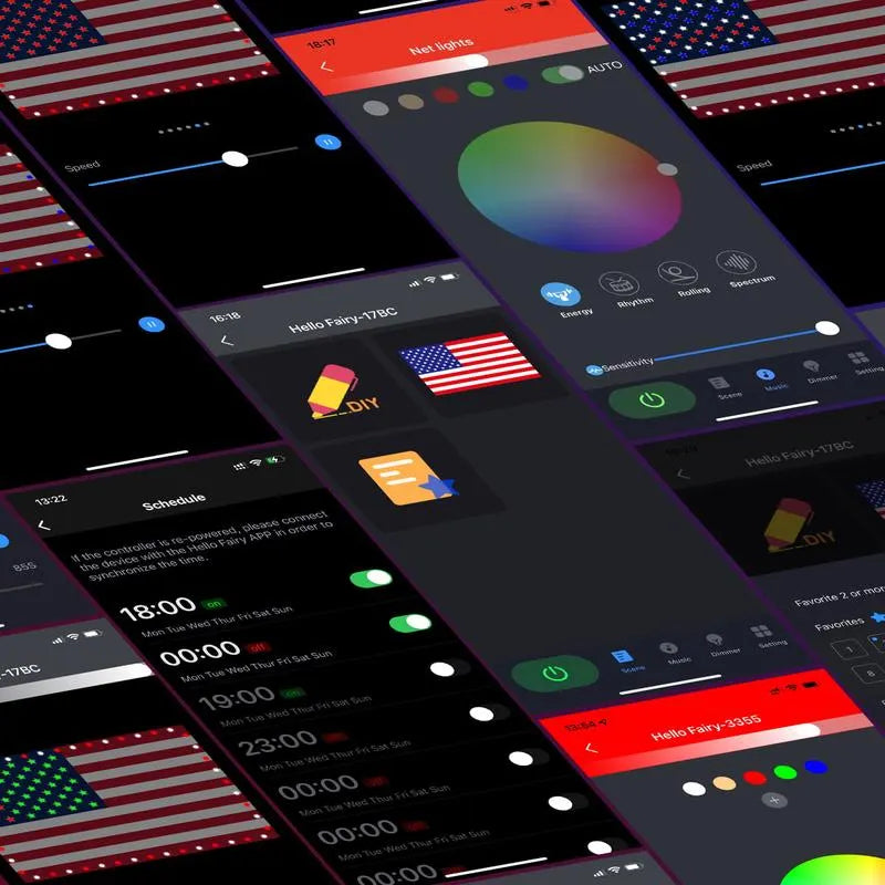 3x5 FT American Flag Lights with App & Remote Control