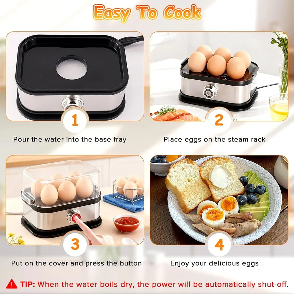 🔥HOT SALE🔥🥚🥚 Fast 6-Egg Cooker – Quick Breakfast Egg Boiler & Steamer