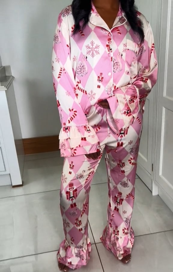 💥HOT SALE 49% OFF💥Pink CANDY Christmas Silk Pajamas