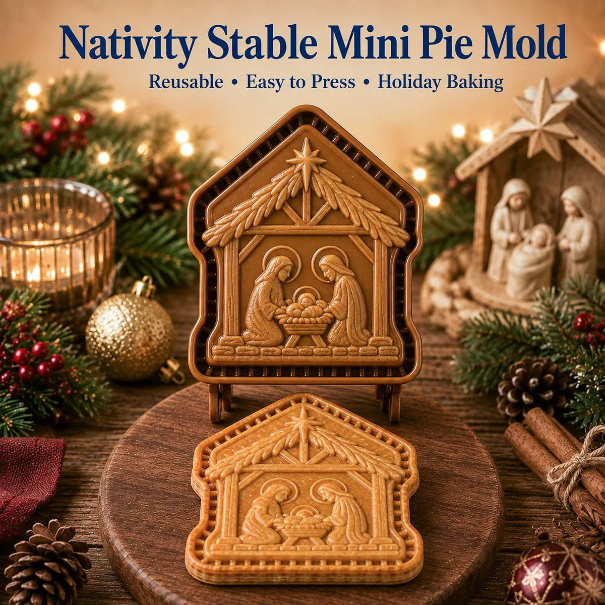 🔥Last Day 50% OFF - ✝️🥧 Faith & Nativity Christmas Mini Pie Mold Collection