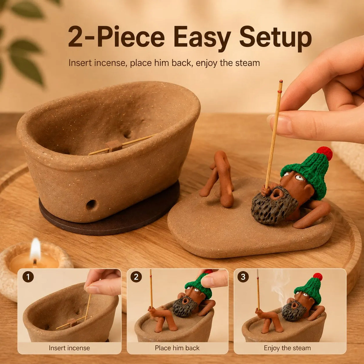 🎉Lazy Bath Man Incense Burner 🛁🧘