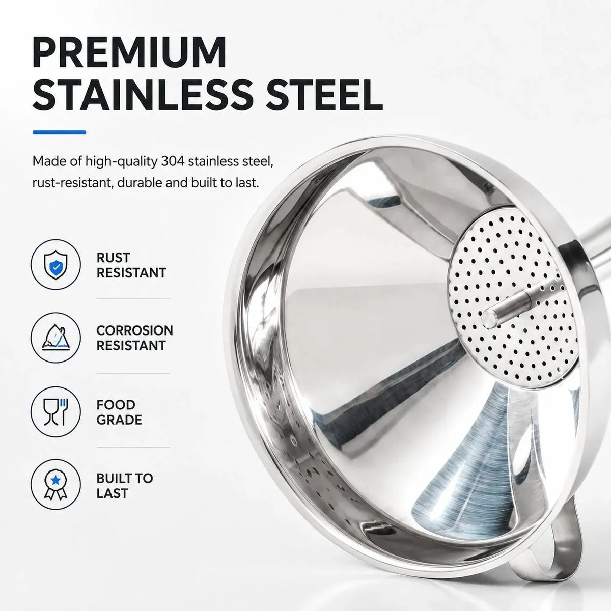 🔥HOT SALE🔥5 1/2-Inch Stainless Steel Funnel with Detachable Strainer