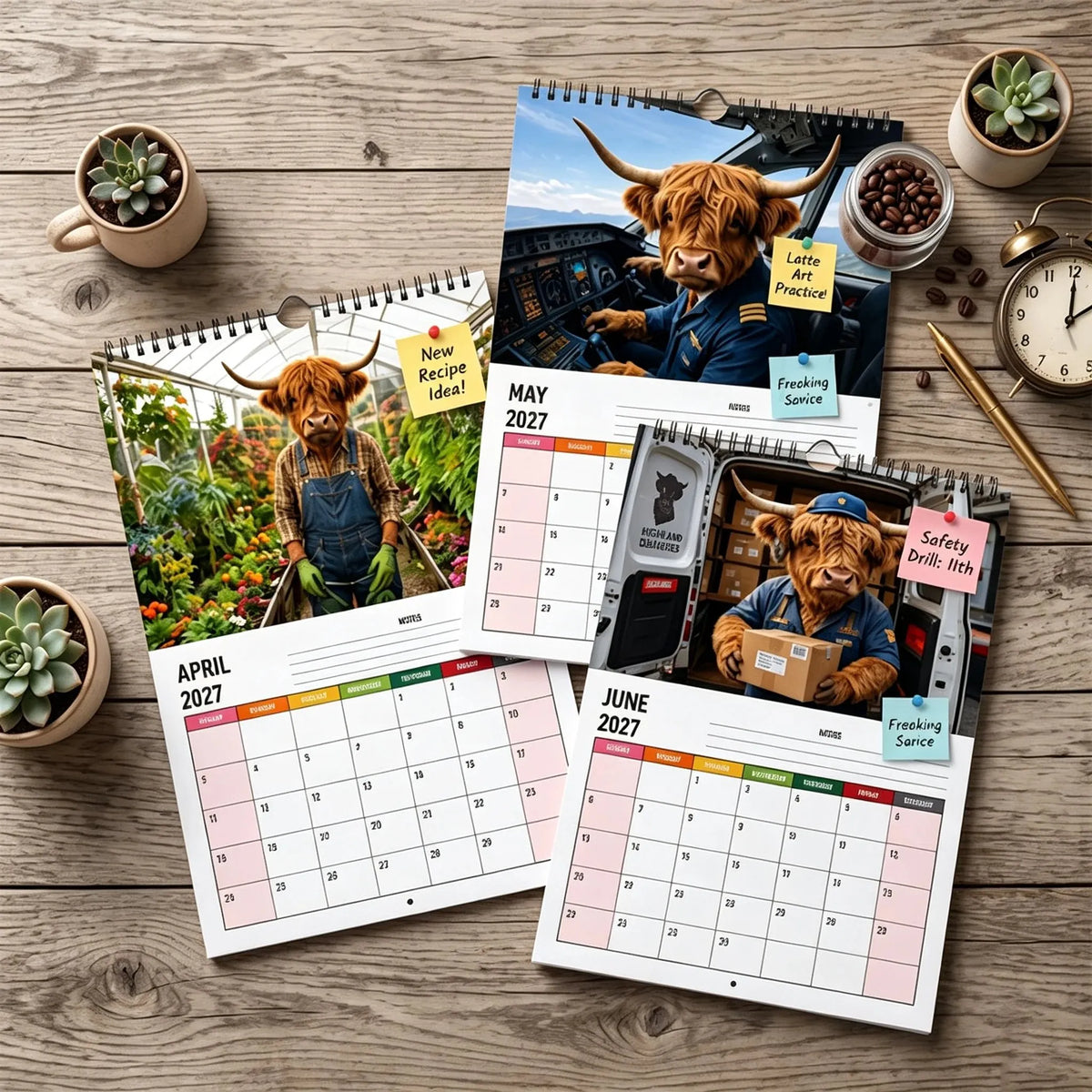 🔥Last Day 49% OFF - 🐮 🗓️ Highland Cows Working 2027 Calendar