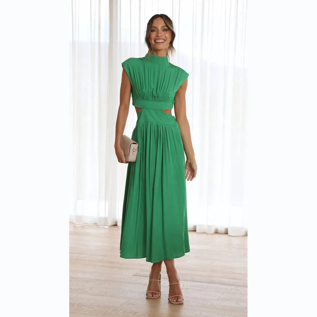 Cutout Waist Pocketed Vacation Midi/Mixi Dress