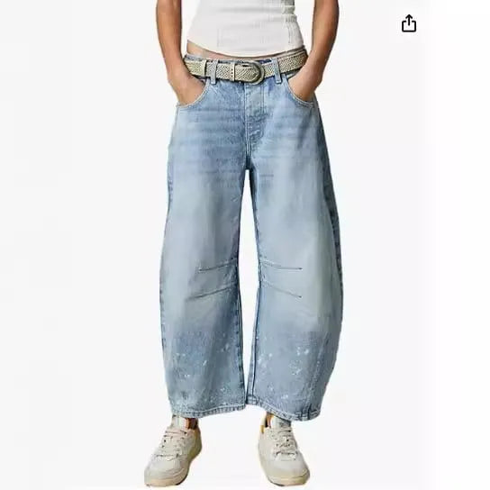 Women's Fashion Mid-Rise Barrel Jeans