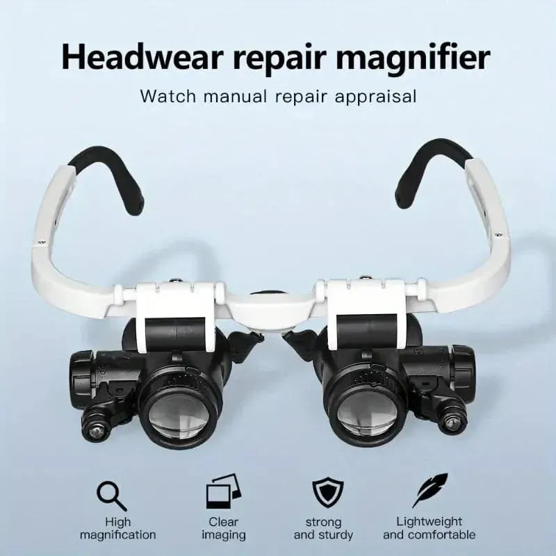 🔥HOT SALE🔥🎁👓8X 15x 23x Head Wearing Magnifying Glass with LED Light Headband
