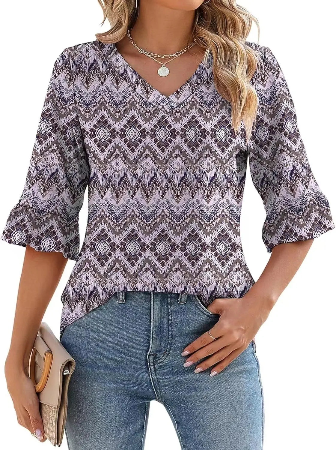 🔥New Products 🔥 Women's Elegant Ruffle Sleeve V-Neck Top