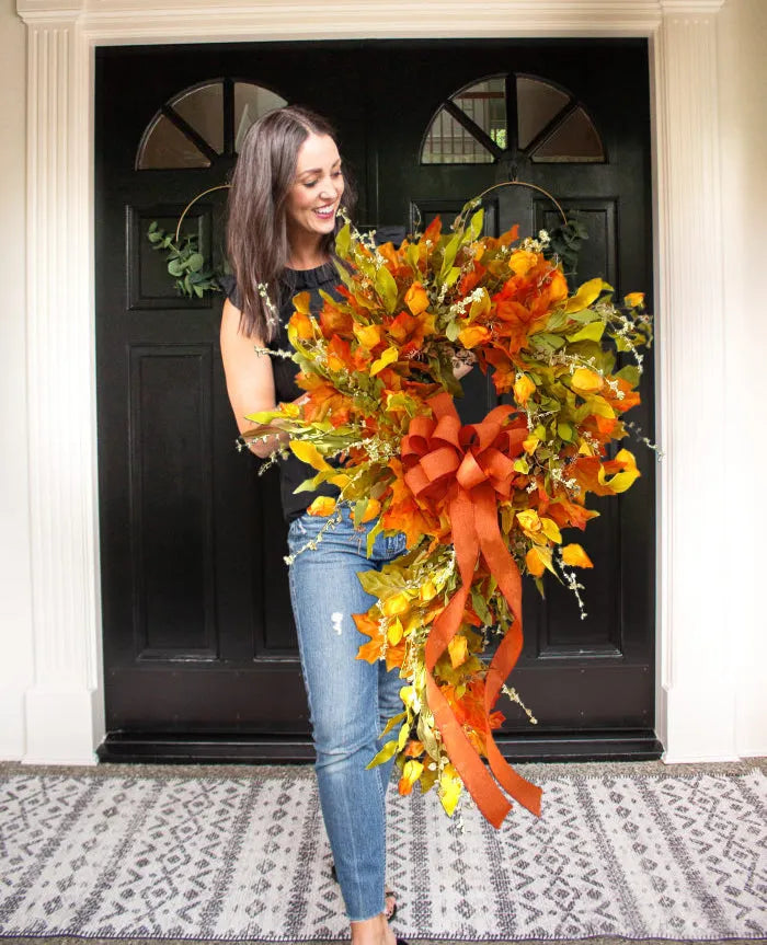French Berries orange brown swag wreath