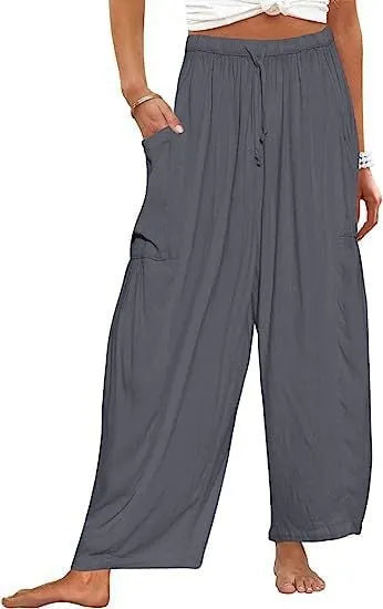 Casual Loose Drawstring Harem Pants with Pockets