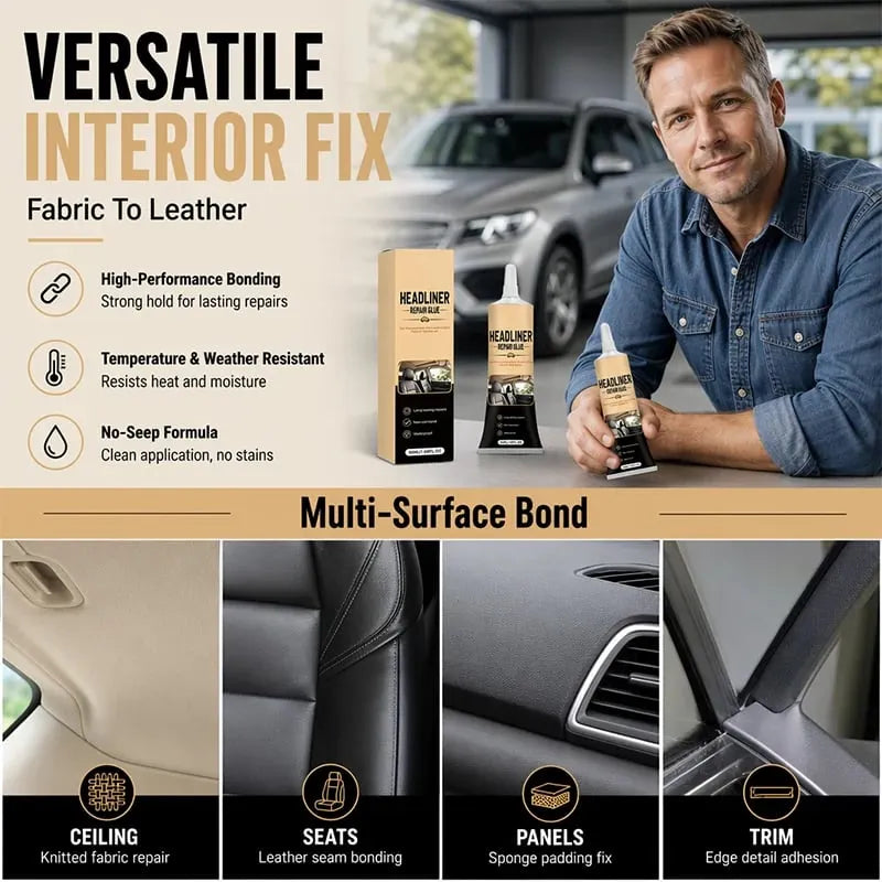 🔥HOT SALE🔥49K+ Sold 🚗 Waterproof Car Headliner Repair Glue, High Strength Adhesive for Sagging Car Ceiling & Interior