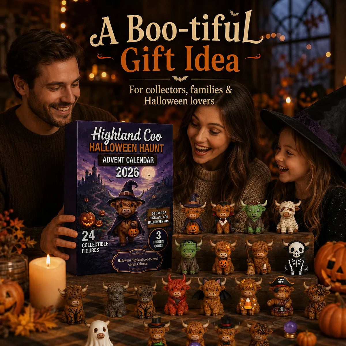 🎉🎃 Highland Coo Halloween Advent Calendar 2026 – 27 Cute Collectible Figures Countdown Set