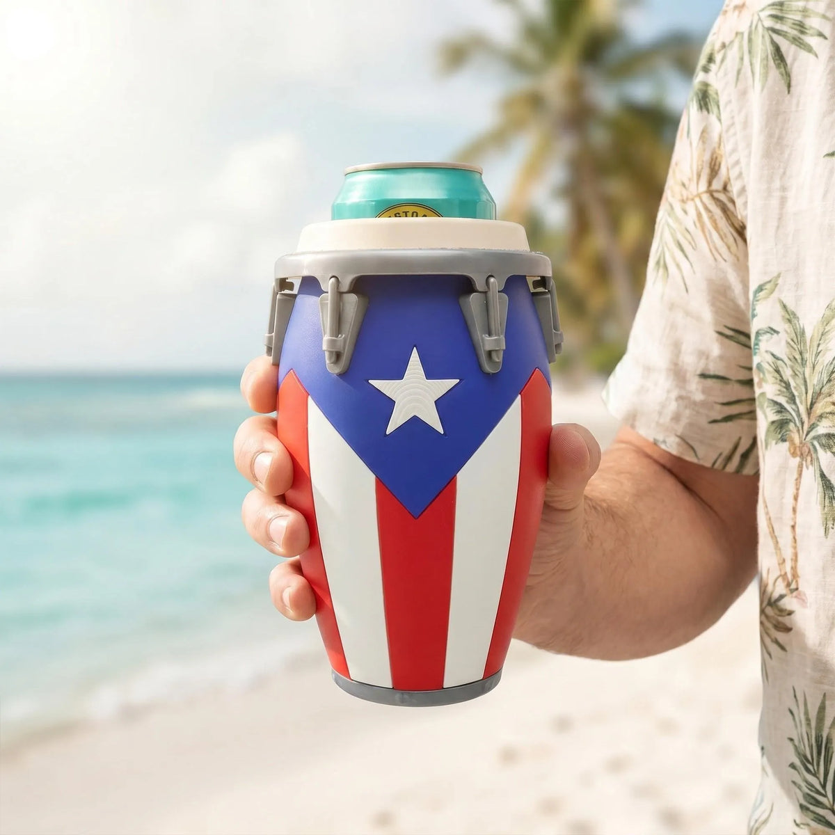 🪘 Conga-Style Can Holder – Celebrate Caribbean Pride, One Sip at a Time