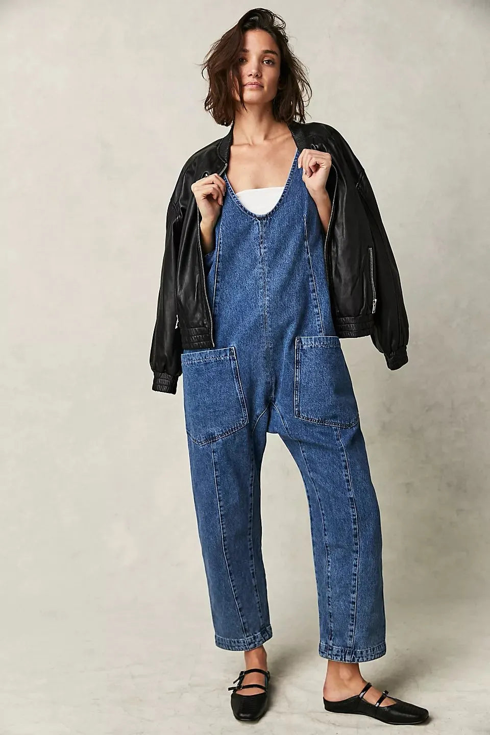 Denim Jumpsuit With Pockets (Buy 2 Free Shipping)