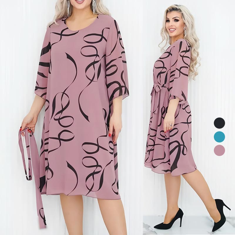 💃Elegant, loose midi dress with ruffled sleeves