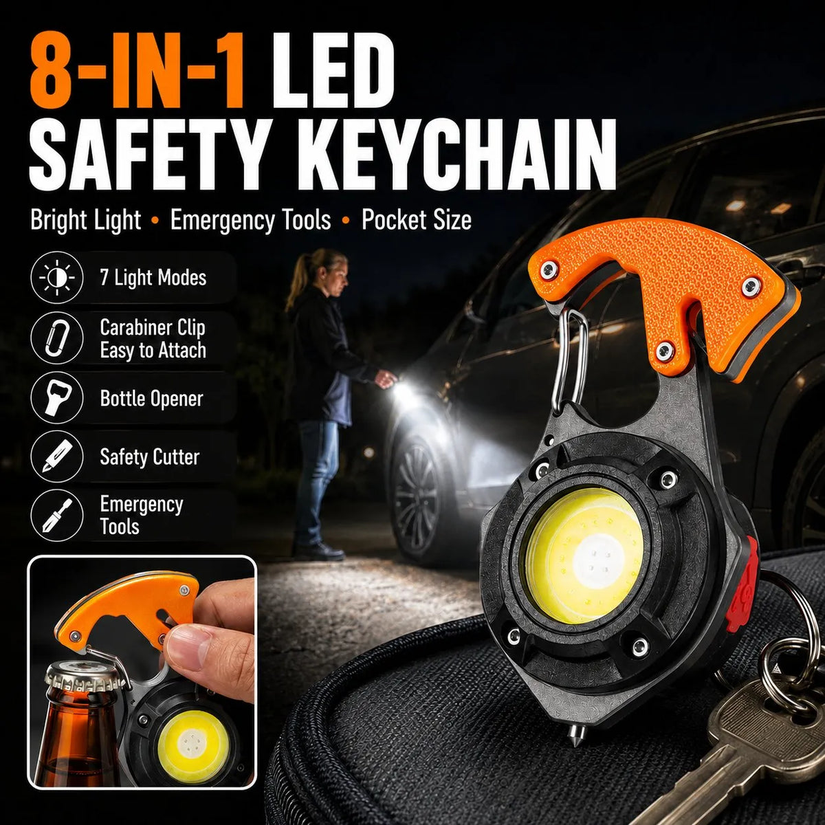 🎉🔦 Mini Self-Defense LED Keychain Flashlight