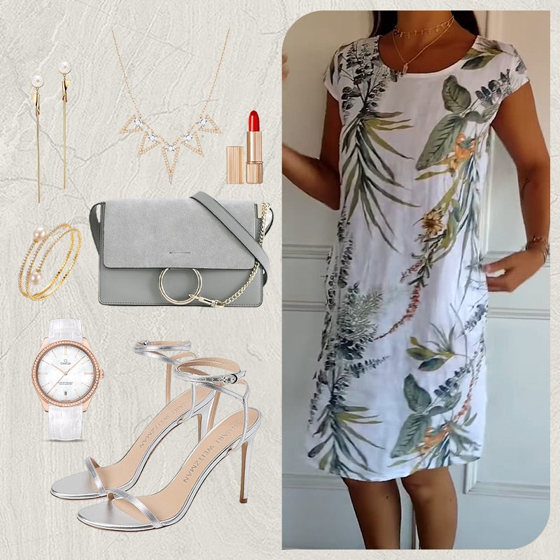 🌸🌸 Casual Printed Dress with Pockets