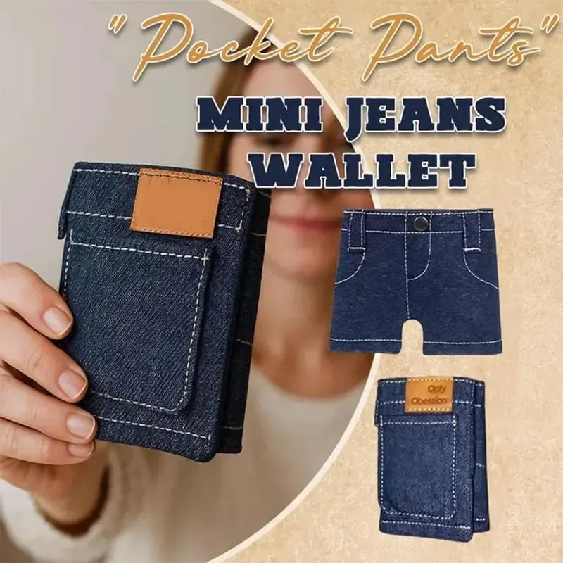 🔥HOT SALE🔥Hot Sale⚡Mini Jeans Shaped Wallet - Denim Bifold Wallet for Men & Women