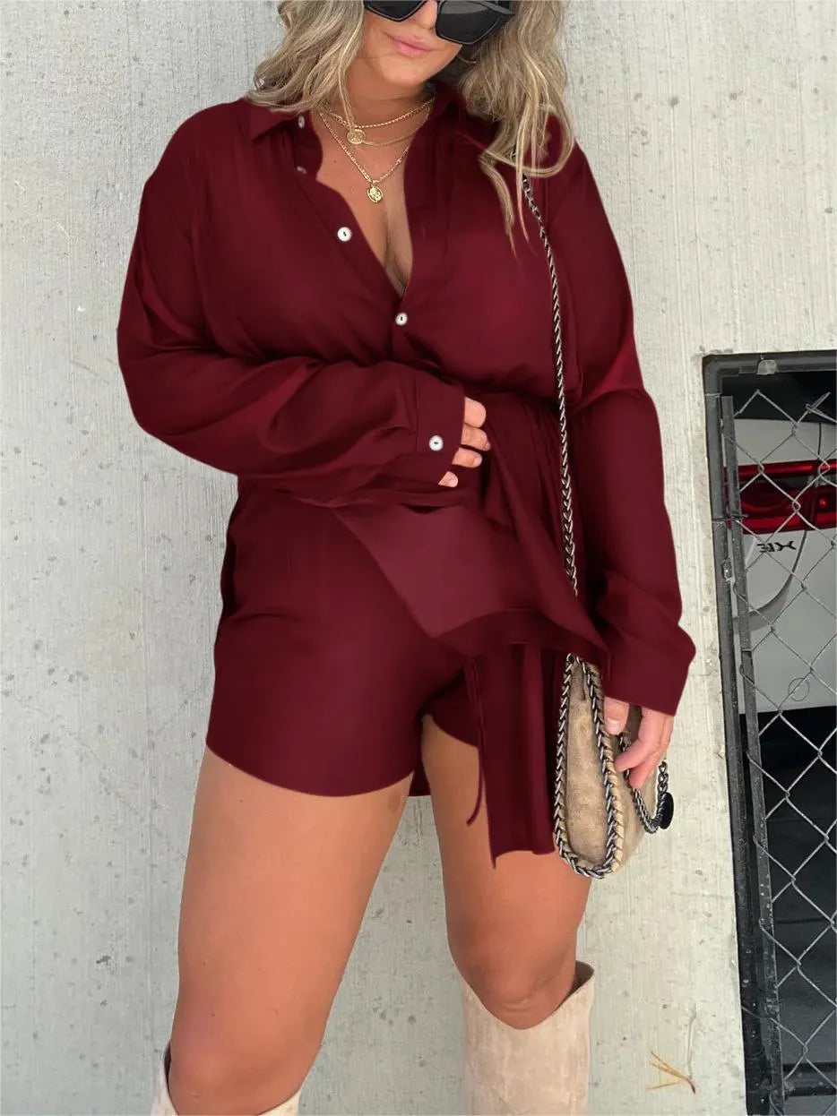 Women's Solid Color Long Sleeve Shirt Suit✨Buy 2 Free Shipping