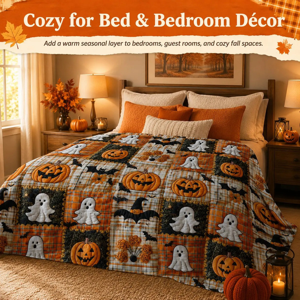 🔥HOT SALE🔥(🎁Last Day 49% OFF)🎃Halloween Patchwork Flannel Blanket