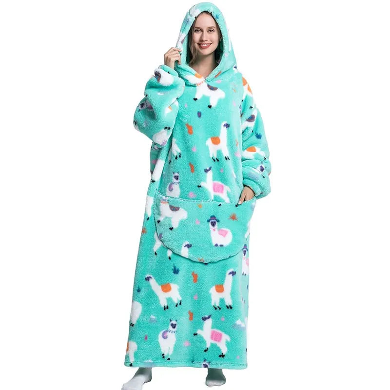 Cute Cartoon Print Hoodie Blanket