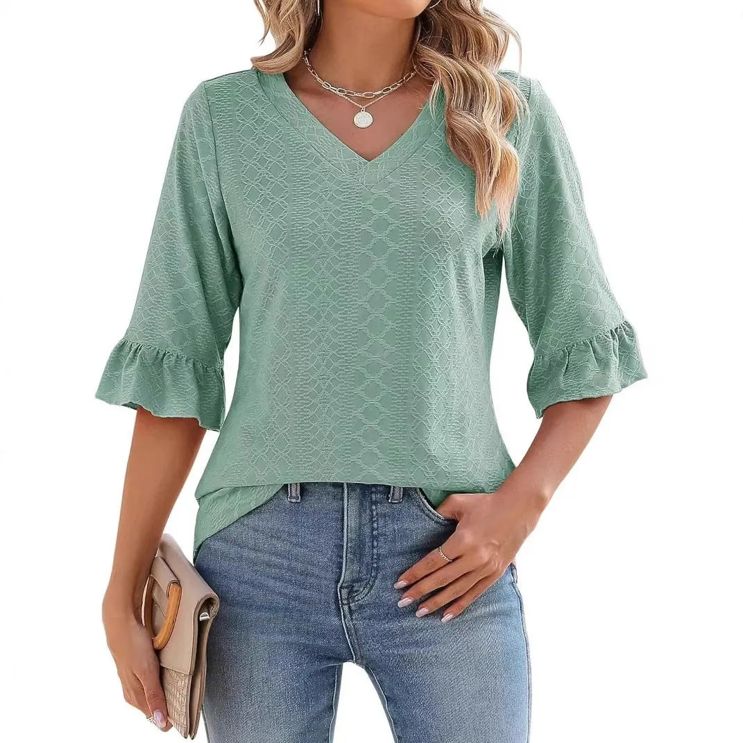 🔥New Products 🔥 Women's Elegant Ruffle Sleeve V-Neck Top