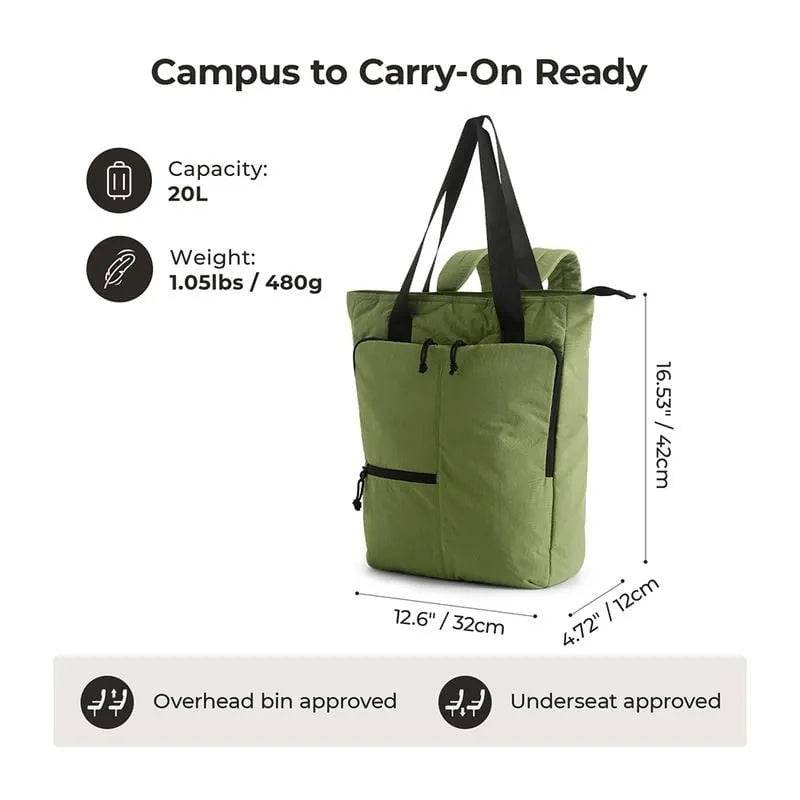 🔥2026 NEW ARRIVAL🔥 Ultra-Light Convertible Tote Backpack, Laptop Compartment, 40oz Cup Holder & Hidden Straps