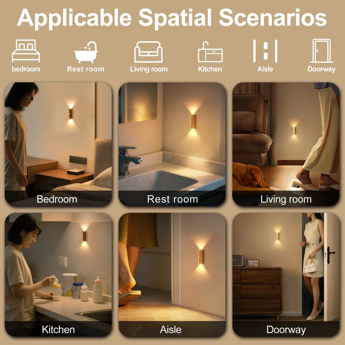 2 Pack Motion Sensor Wall Light, Rechargeable Wall Sconces