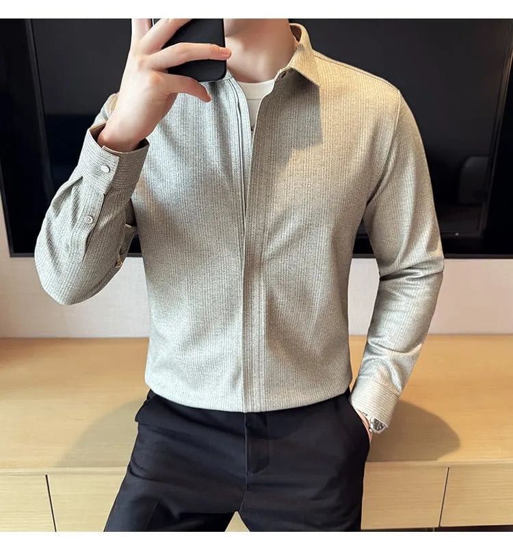NEW Men's Casual Zipper Long Sleeve Shirt (Buy 2 Free Shipping)