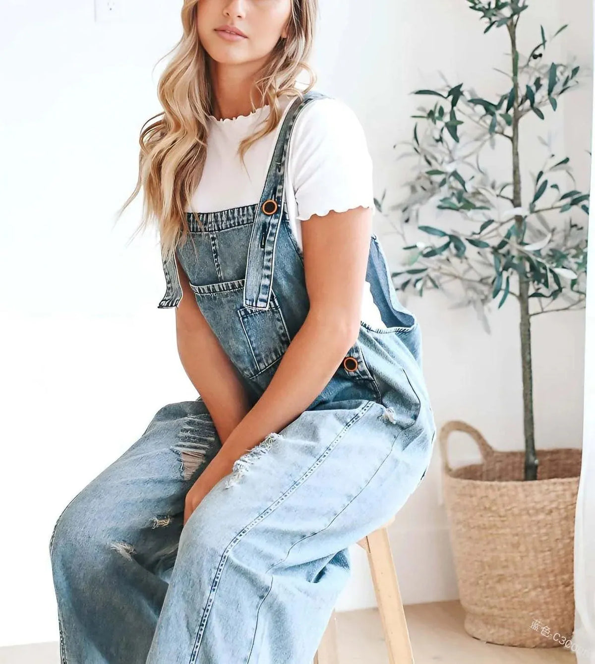 💖LAST DAY SALE 49% OFF💖Women's Cute Casual Button Jumpsuit Ripped Denim Overalls