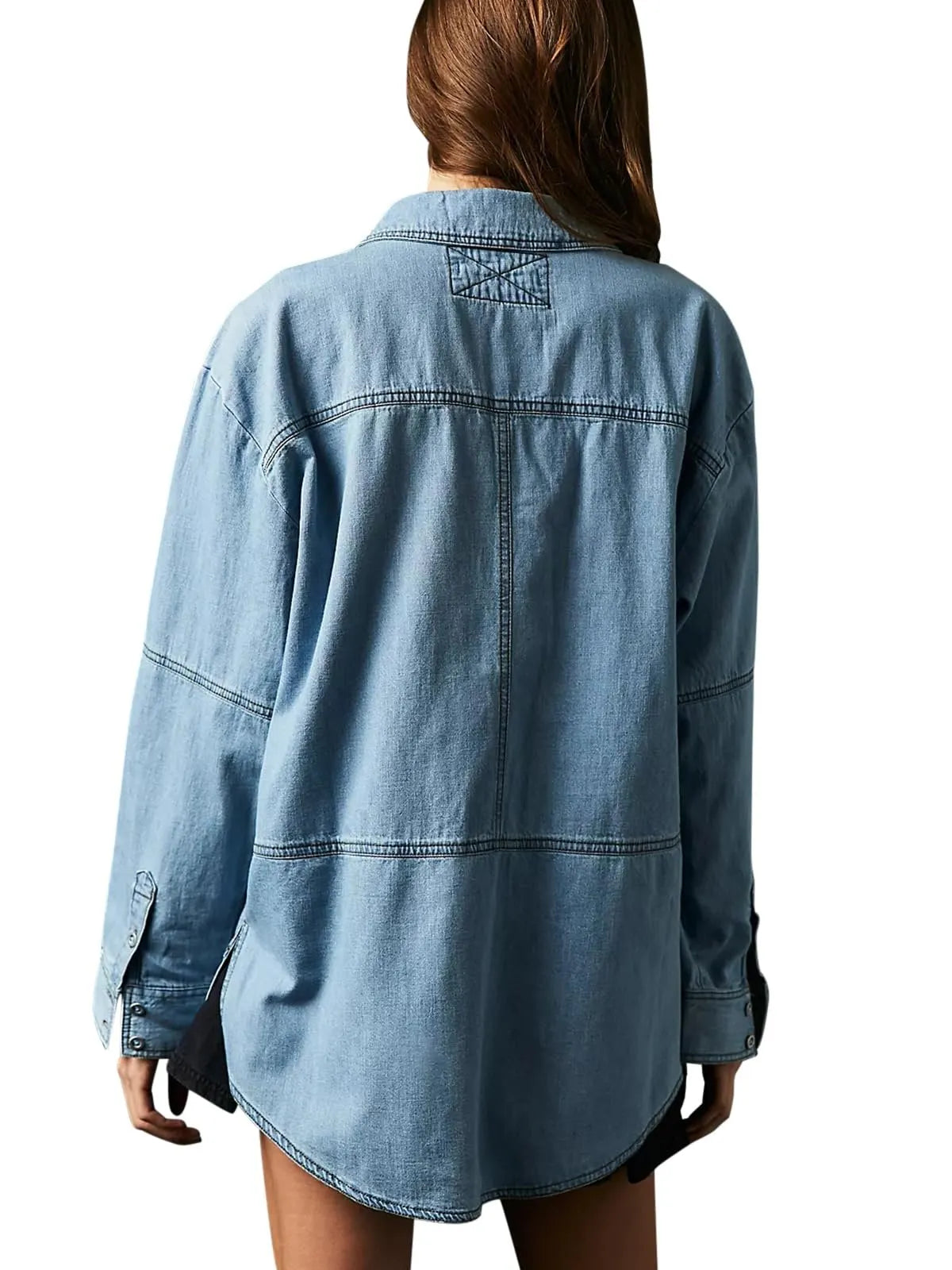 WOMEN'S V-NECK DENIM PULLOVER SHIRT (BUY 2 FREE SHIPPING)