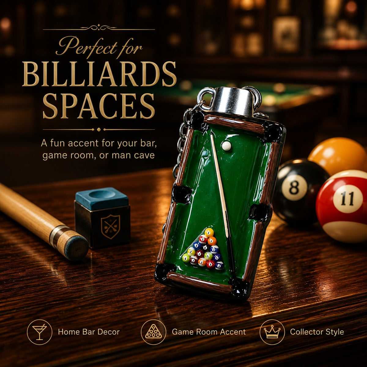 Mini Billiard Table Lighter, Pool Table Shape Novelty Flame Lighter Gift