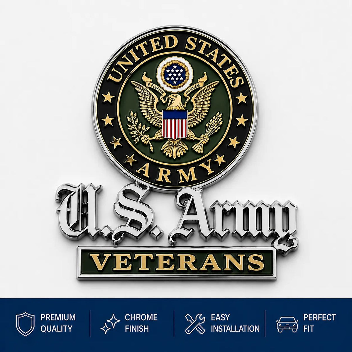 🛡️ U.S. Veterans Premium Auto Emblem – Honor Your Service