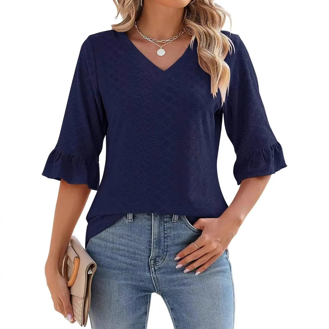 🔥New Products 🔥 Women's Elegant Ruffle Sleeve V-Neck Top