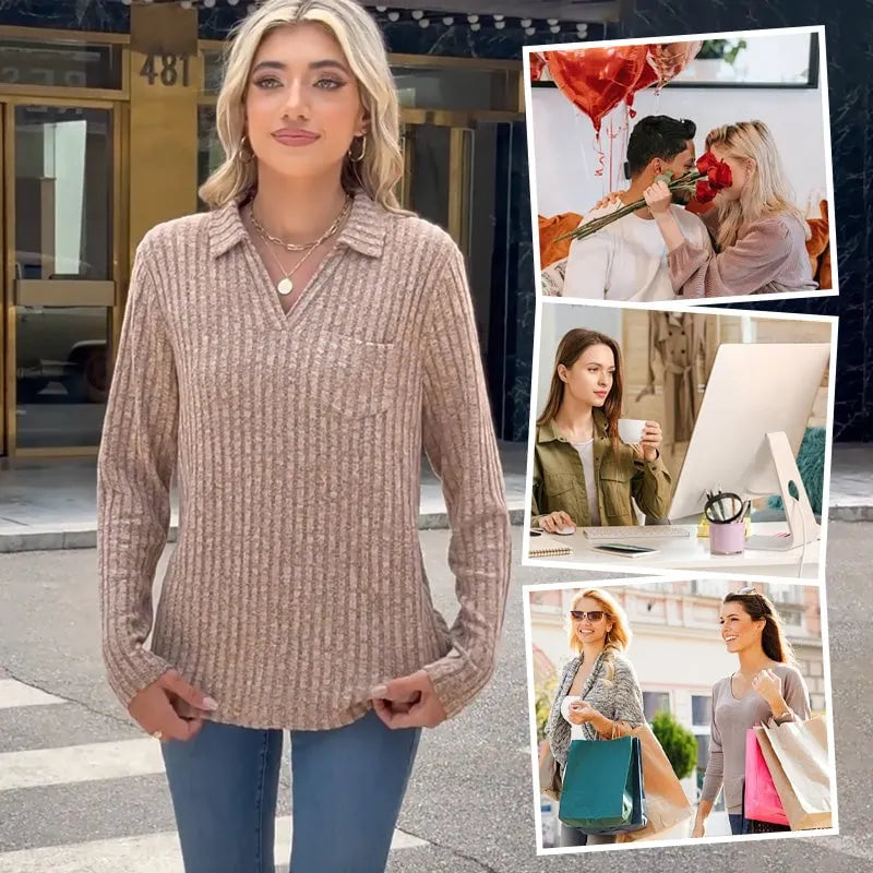 🌸Women's Collared V-Neck Sweater (Buy 2 Free Shipping)
