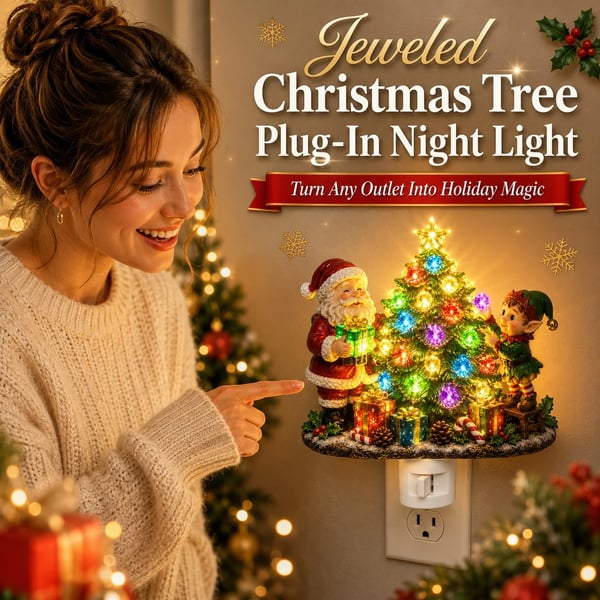 🎉🎄Jeweled Christmas Tree Plug-In Night Light