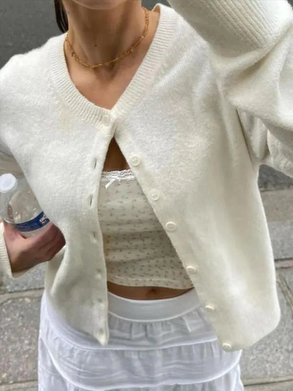 Women's Plain Button Front Cardigan