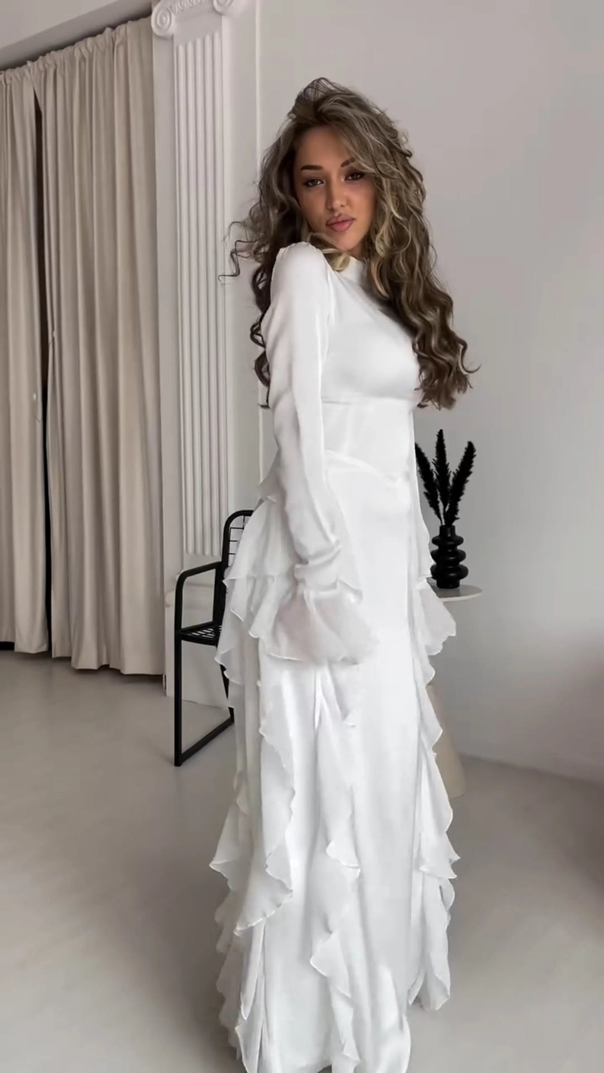 Elegant High-Waisted Patchwork Dress