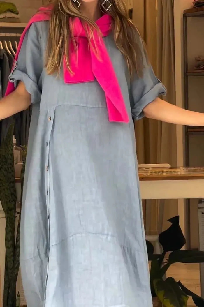 Cotton and linen loose long dress