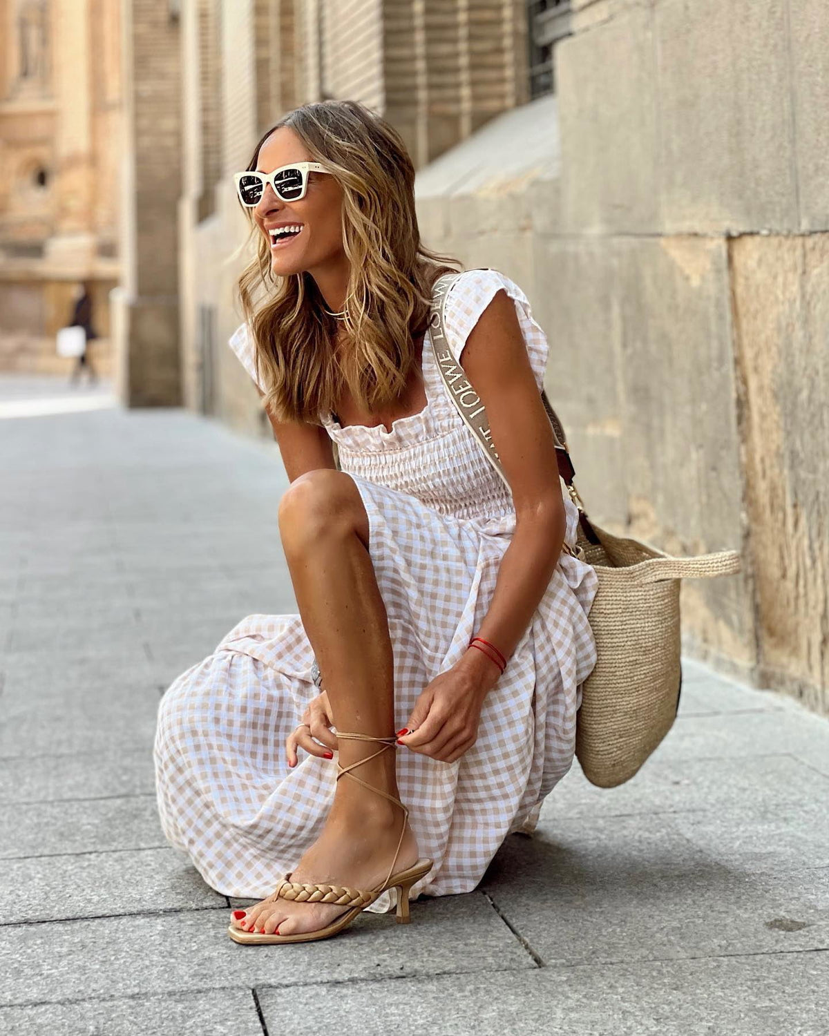 Spaghetti Strap Flounce Long Dress